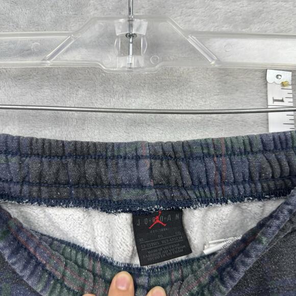 Jordan Brand Plaid Fleece Jogger Pants Youth Sz XL Green Navy Tartan Streetwear - Picture 5 of 10